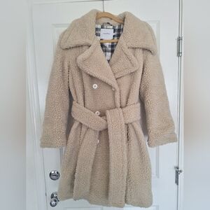 House Of Sunny Teddy Upscale‎ Coat Fuzzy Women’s Button Ivory Sz 4